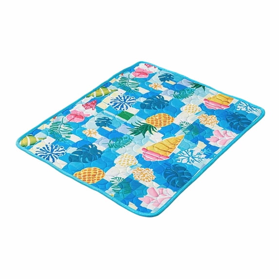 Pet Cooling Mat Reversible Self‑Cooling Gel Ice Pad Anti‑Slip Indoor Outdoor Summer Bed Easy‑Clean Durable Comfort Cushion for Medium Dogs Cats Puppies 23.6 x 19.7 in Blue