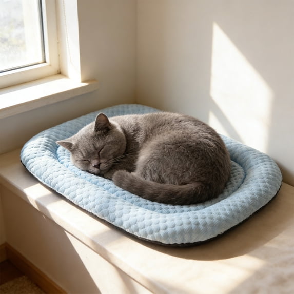 Pet Cooling Mat for Small Cats Dogs Up to 5 lb - Self-Cooling Pet Bed Pad Non Stick to Fur - Summer Cool Down Mat for Indoor Outdoor Travel Kennel Crate Car Seat - Washable No Electricity Needed