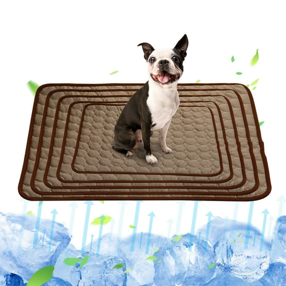 Pet Cooling Mat, Summer Pet Ice Mat Dog Mat Ice Silk Mat Cool Mat Pet Supplies, Pet Cooling Mats for Dogs(A,Brown, 11.8x15.7in)