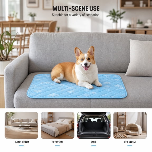 Pet Cooling Mat for Dogs and Cats, Washable Ice Silk Chill Pad with Non-Slip Bottom, Quilted Breathable Blanket for Bed, Sofa, and Crate