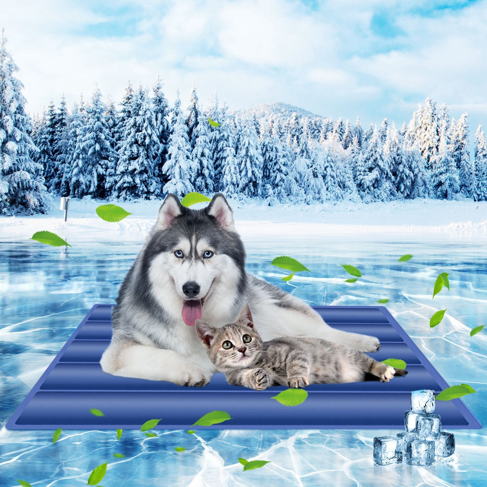 Pet Cooling Pad, 15.74x19.68in Gel-Filled Ice Mat for Dogs & Cats, Self-Cooling Cushion with Waterproof Cover, Portable Summer Bed for Heat Relief