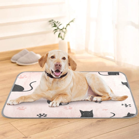 Pet Cooling Pad Foldable Self Cooling Mat Breathable Pet Cushion Sleep Pad for Dogs and Cats Black Cat and Cat's Paw S