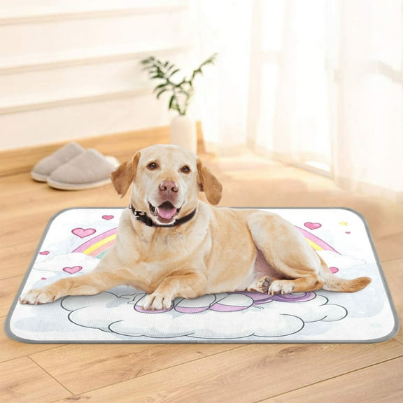 Pet Cooling Pad Foldable Self Cooling Mat Breathable Pet Cushion Sleep Pad for Dogs and Cats Cartoon Unicorn Sitting on A Cloud M