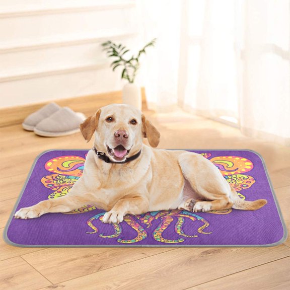 Pet Cooling Pad Foldable Self Cooling Mat Breathable Pet Cushion Sleep Pad for Dogs and Cats Colorful Cartoon Alien Creature M