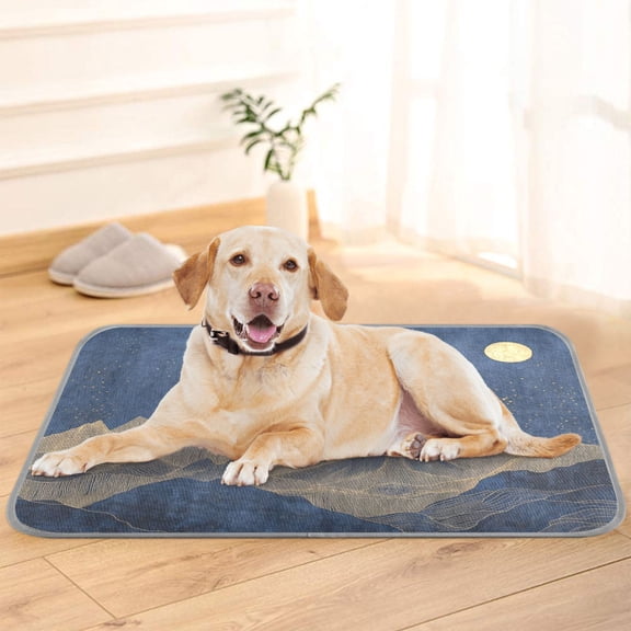 Pet Cooling Pad Foldable Self Cooling Mat Breathable Pet Cushion Sleep Pad for Dogs and Cats Gold-blue Mountains M