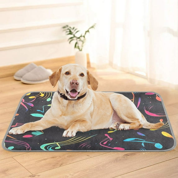 Pet Cooling Pad Foldable Self Cooling Mat Breathable Pet Cushion Sleep Pad for Dogs and Cats Musical Notes and Waves Pattern M
