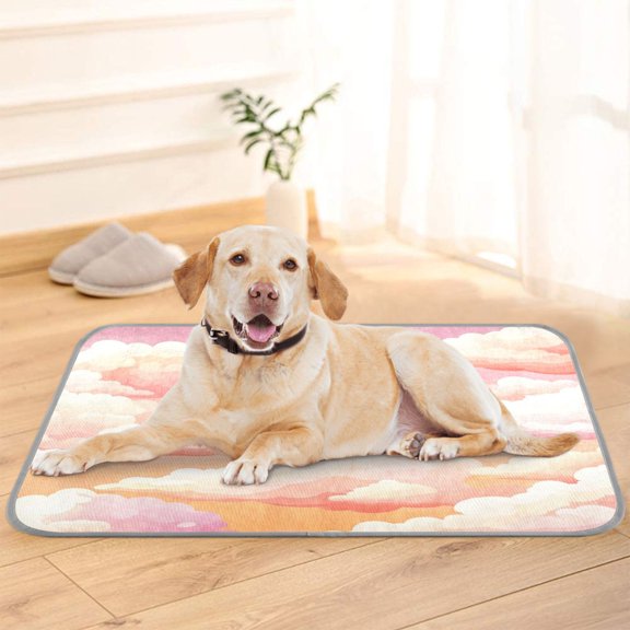 Pet Cooling Pad Foldable Self Cooling Mat Breathable Pet Cushion Sleep Pad for Dogs and Cats Orange Sky with Clouds S