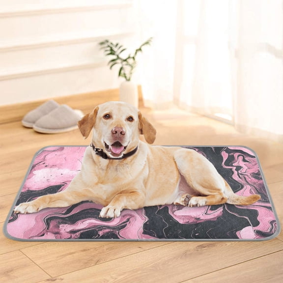 Pet Cooling Pad Foldable Self Cooling Mat Breathable Pet Cushion Sleep Pad for Dogs and Cats Pink and Black Marble Pattern S