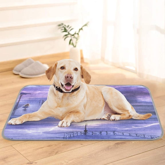 Pet Cooling Pad Foldable Self Cooling Mat Breathable Pet Cushion Sleep Pad for Dogs and Cats Purple Clouds S