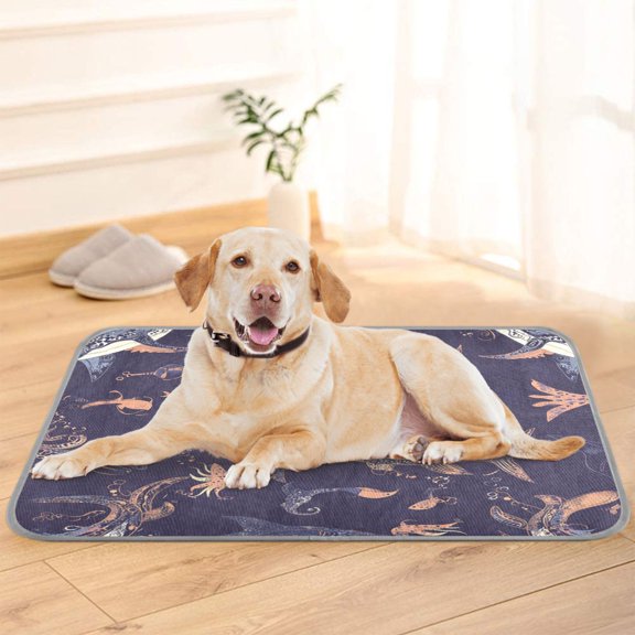 Pet Cooling Pad Foldable Self Cooling Mat Breathable Pet Cushion Sleep Pad for Dogs and Cats Sharks and Fish Pattern M