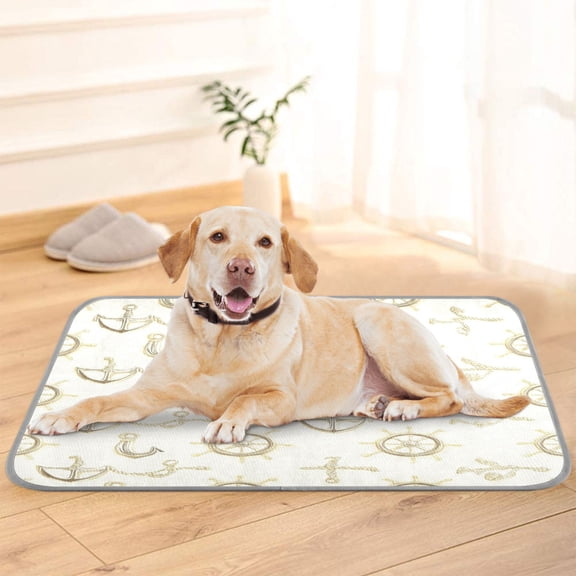 Pet Cooling Pad Foldable Self Cooling Mat Breathable Pet Cushion Sleep Pad for Dogs and Cats Ship Wheels Anchors Pattern S
