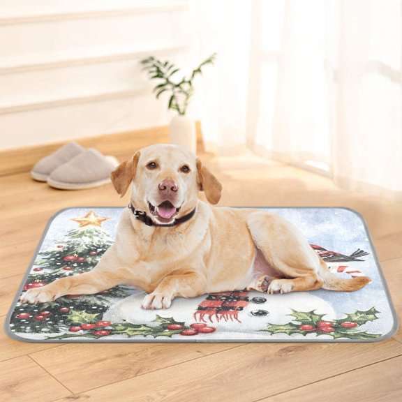 Pet Cooling Pad Foldable Self Cooling Mat Breathable Pet Cushion Sleep Pad for Dogs and Cats Smiling Snowman S