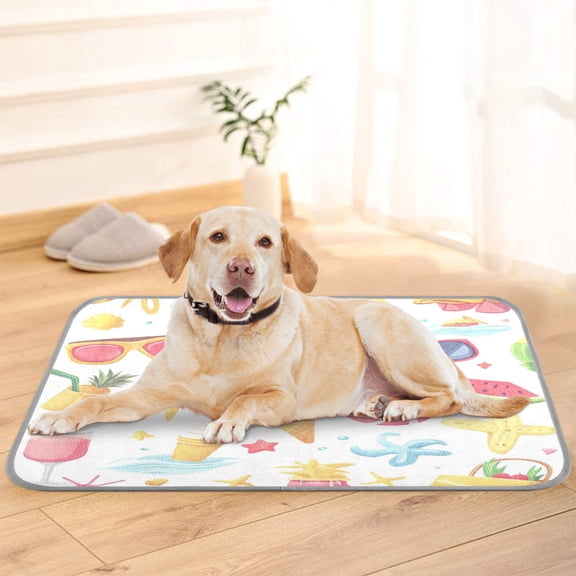 Pet Cooling Pad Foldable Self Cooling Mat Breathable Pet Cushion Sleep Pad for Dogs and Cats Summer Beach Elements S