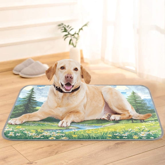 Pet Cooling Pad Foldable Self Cooling Mat Breathable Pet Cushion Sleep Pad for Dogs and Cats Summer Mountains M