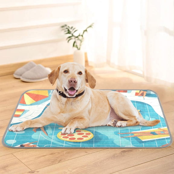 Pet Cooling Pad Foldable Self Cooling Mat Breathable Pet Cushion Sleep Pad for Dogs and Cats Swimming Pool Scene M