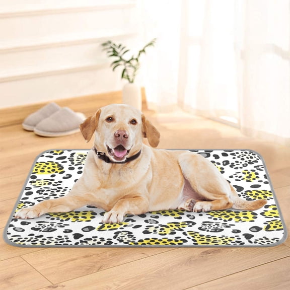 Pet Cooling Pad Foldable Self Cooling Mat Breathable Pet Cushion Sleep Pad for Dogs and Cats White Leopard Print Pattern M
