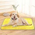 thumbnail image 1 of Pet Cooling Pad Foldable Self Cooling Mat Breathable Pet Cushion Sleep Pad for Dogs and Cats Yellow Circles and Lines S, 1 of 9