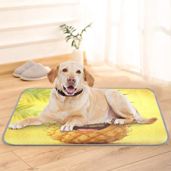 Pet Cooling Pad Foldable Self Cooling Mat Breathable Pet Cushion Sleep Pad for Dogs and Cats Yellow Pineapple S
