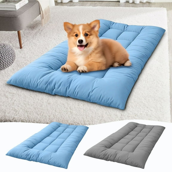 Pet Cooling Pad Sofa Bed - Soft Thick Breathable Polyester Mat, Non-Slip Bottom Quick-Cool Design for Dogs & Cats, Comfortable Summer Resting Bed for Pet Crate & Indoor Use, 47.24*23.62in, Gray