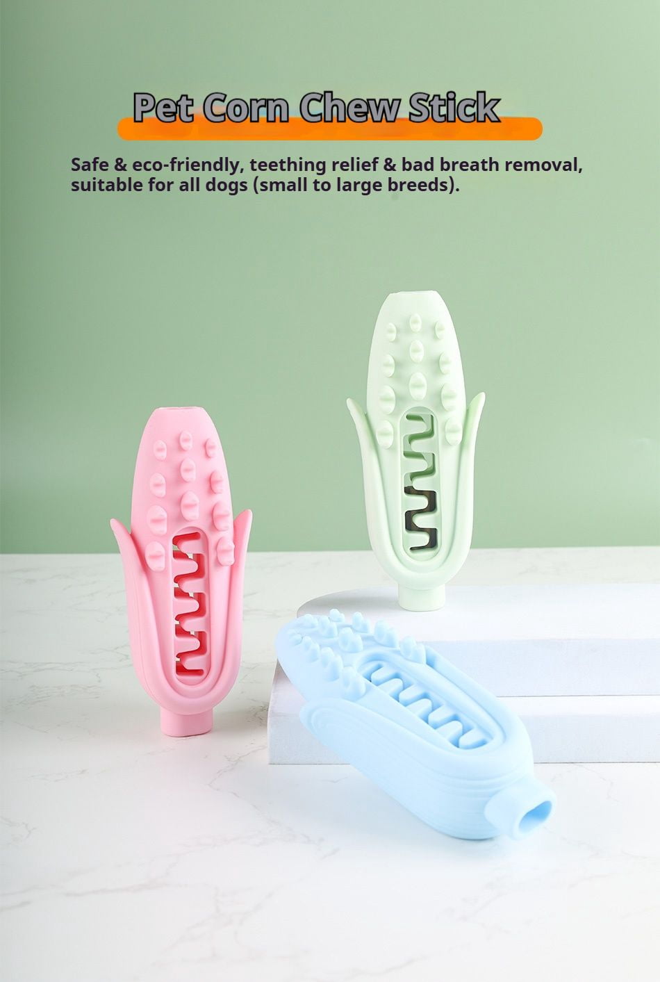 Pet Corn Chew Stick for Dogs, Food-Grade Silicone Teething Toy, Durable Bite-Resistant Dog Chew Toy for Small to Large Breeds