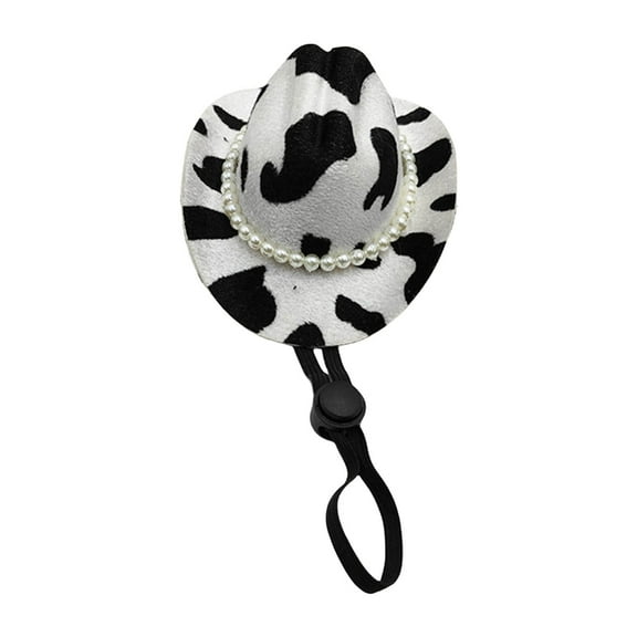 Pet Costume Hat for Dog Cats Elegant Fedoras Hat Headwear Pet Birthday Supply Dog Hat with Pearls Chain