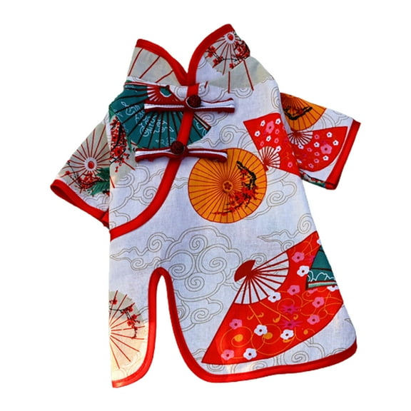 Pet Costume Tang Suit Dog Cheongsam Satin Clothes Split Hem Disc Buckle Chinese Style Clothing for Dogs Pet Skirt Puppy Cats Dress Dog Vest T-shirt