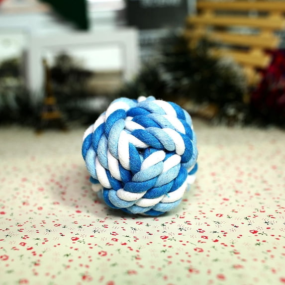 Pet Cotton Rope Ball Toy - Handmade Braided Chew Toy for Dogs, Dental Cleaning & Interactive Fetch Play, Medium 7cm
