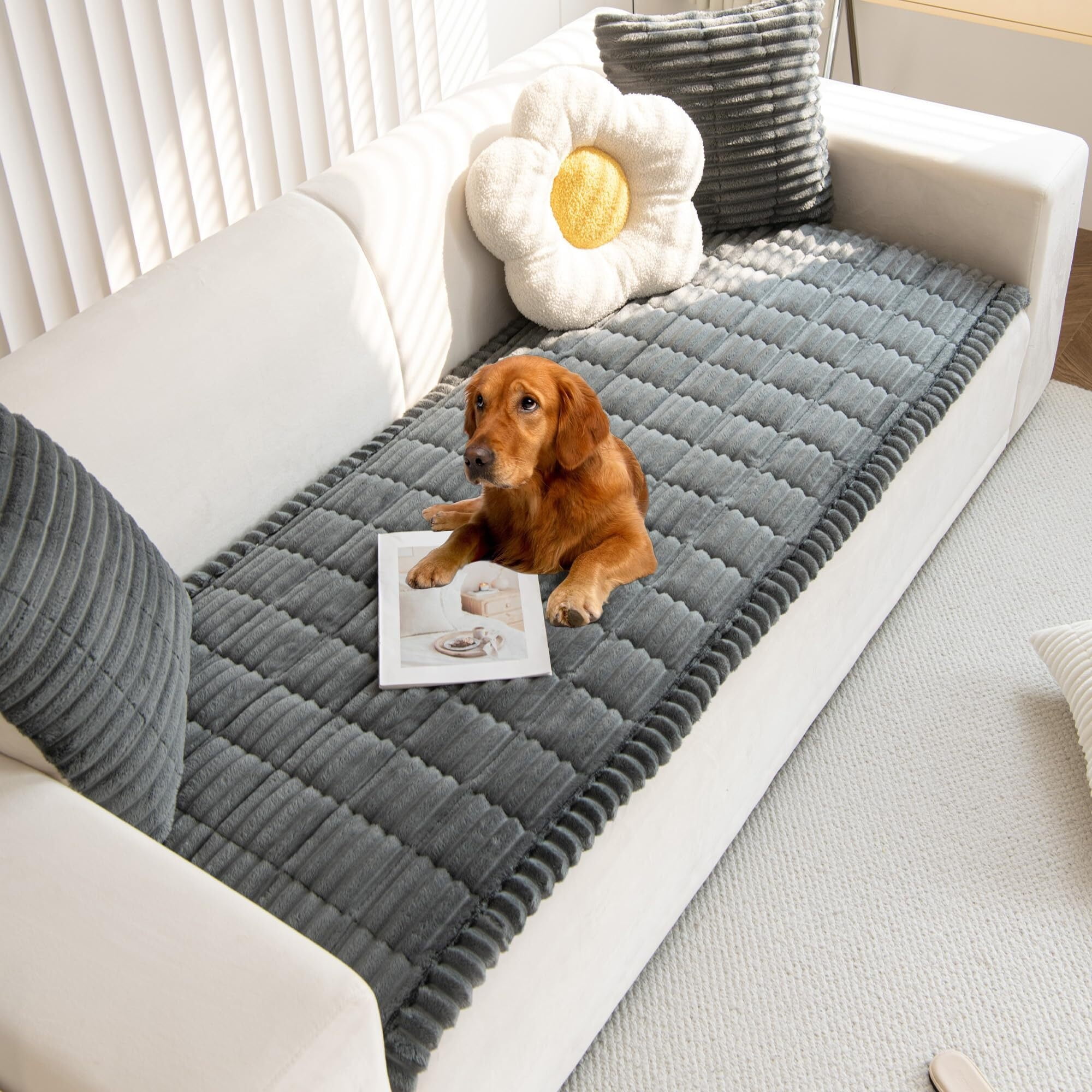 Pet Couch Cover, Couch Covers for Dogs, Washable Dog Sofa Covers Couch Protector, Fuzzy Non Slip Couch Slipcover Pet Friendly