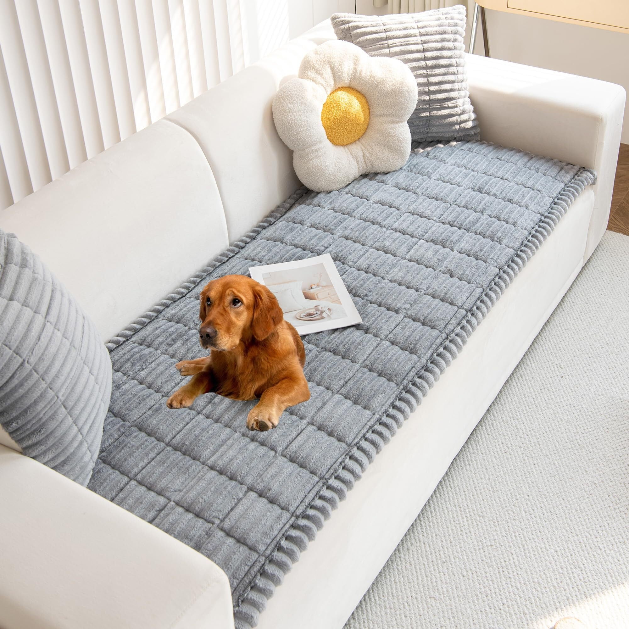 Pet Couch Cover, Couch Covers for Dogs, Washable Dog Sofa Covers Couch Protector, Fuzzy Non Slip Couch Slipcover Pet Friendly