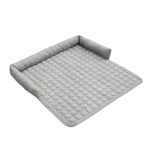 Fuzzy Couch Cover Sofa Protector Calming Dog Bed Mat with Bolster for Cats and Dogs
