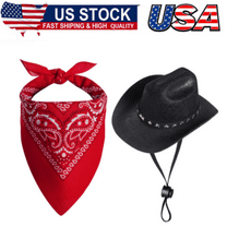 Pet Cowboy Costume Halloween Costumes for Dogs Cat Cowboy Hat with Bandana Scarf