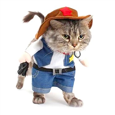 Funny Pet Cowboy Hat Costume For Dogs & Cats – Blue Cotton Halloween Outfit