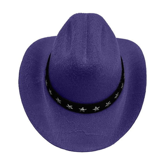 Pet Cowboy Hat with Adjustable Elastic Strap Classic Western Style Denim Accessory for Small Dogs and Cats Decorative Apparel for Parties Blue Purple S