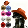 thumbnail image 1 of Pet Cowboy Hat Adjustable Western Style Puppy Cap for Cats and Small Dogs Cosplay Party Costume Props Festival Holiday Apparel, Coffee Size S, 1 of 7