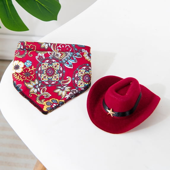 Pet Cowboy Hat Cute Dog Sun Shade, Western Style Headwear for Small & Medium Dogs and Cats, Adjustable Chin Strap