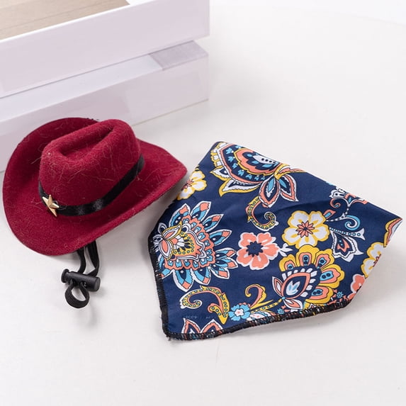 Pet Cowboy Hat Cute Dog Sun Shade, Western Style Headwear for Small & Medium Dogs and Cats, Adjustable Chin Strap