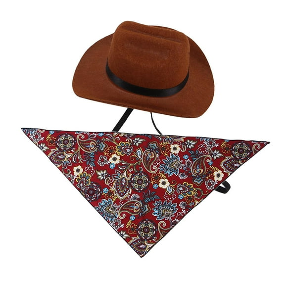 Pet Cowboy Hat Funny Western Caps Bandana for Red