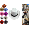 thumbnail image 1 of Pet Cowboy Hat, Mini Costume Accessory for Dogs & Cats,Holiday Costume Pets Party Decoration(M,White), 1 of 8