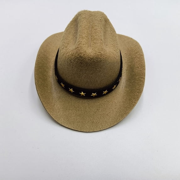Pet Cowboy Hat for Cats and Small Dogs Adjustable Western Star Studded Puppy Kitten Sun Hat Photo Prop Costume Accessory Khaki S