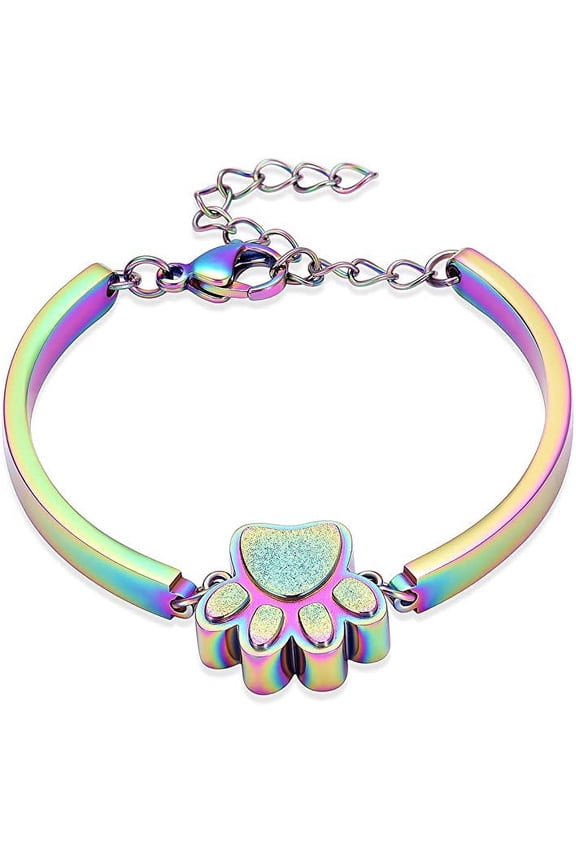 Pet Cremation Jewelry for Ashes for Dog/Cat Ashes Keepsake Urn Bracelet for Women Men Stainless Steel Remembrance Memorial Gift for Loss of Loved Furry Friend with Fill Kit and Gift Box