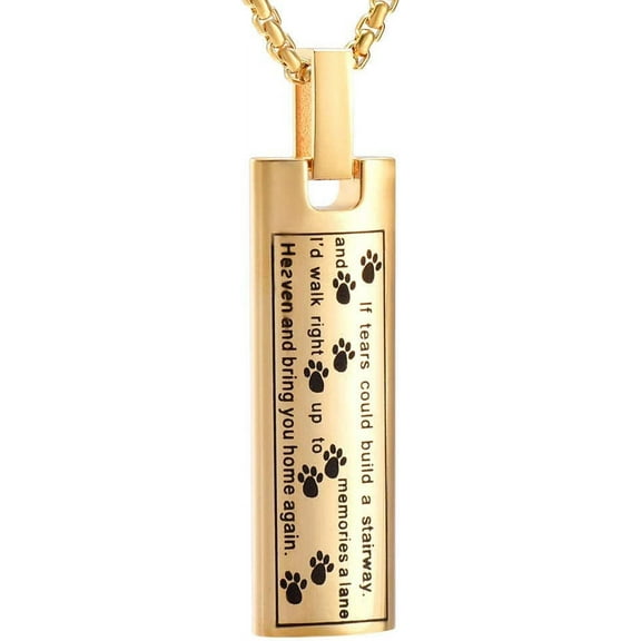 Pet Cremation Jewelry for Ashes Paw Print Urn Necklace Keepsake Memorial Dog Cat Ashes Holder Pendants Gift for Women Men Rectangle Cremation Ashes Urn Necklace