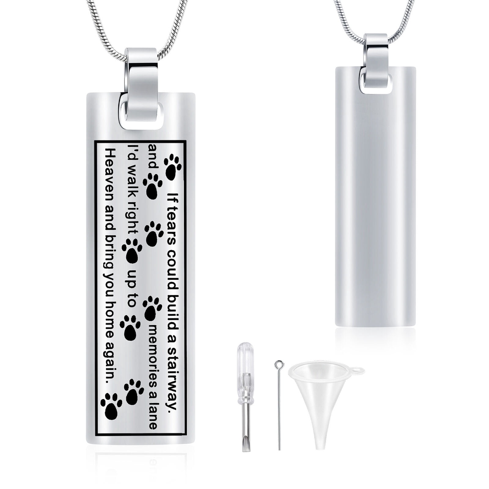 Pet Cremation Jewelry for Ashes Paw Print Urn Necklace Keepsake ...