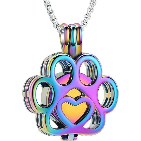 Pet Cremation Jewelry For Ashes For Dog/Cat Paw Stainless Steel Memorial Locket Urn Necklace Inside Mini Case Keepsake Cremation Jewelry Women Men
