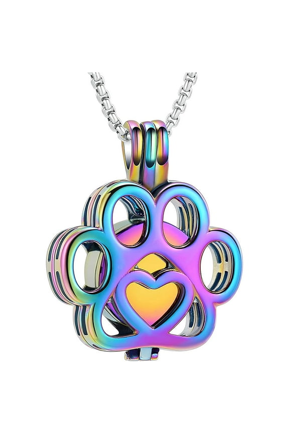 Pet Cremation Jewelry For Ashes For Dog/Cat Paw Stainless Steel Memorial Locket Urn Necklace Inside Mini Case Keepsake Cremation Jewelry Women Men