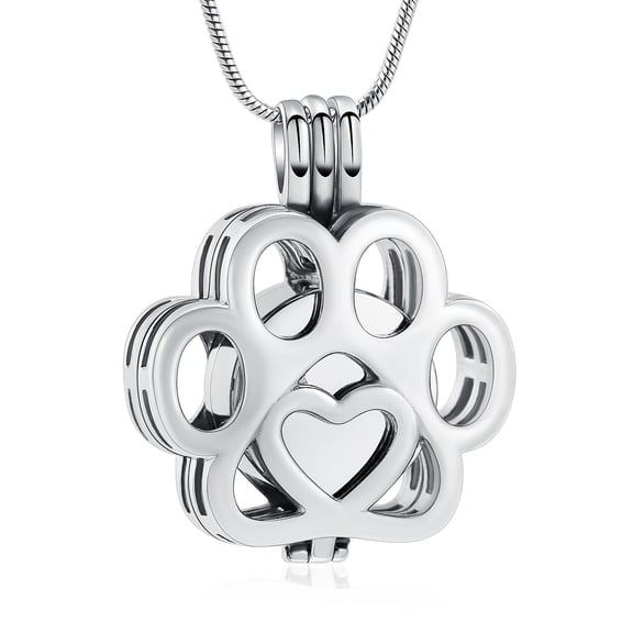 Pet Cremation Jewelry For Ashes For Dog/Cat Paw Stainless Steel Memorial Locket Urn Necklace Inside Mini Case Keepsake Cremation Jewelry Women Men