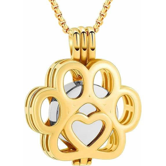 Pet Cremation Jewelry For Ashes For Dog/Cat Paw Stainless Steel Memorial Locket Urn Necklace Inside Mini Case Keepsake Cremation Jewelry Women Men