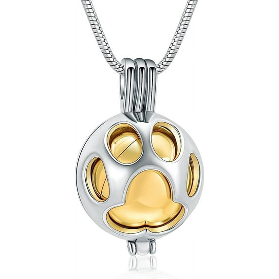 Pet Cremation Jewelry For Ashes Urn Necklace For Dog Ashes Holder With Ball Paw Locket Keepsake Memorial Pendant for Human for Pet Lover