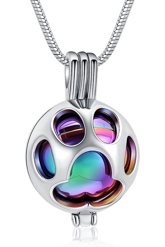 Pet Cremation Jewelry For Ashes Urn Necklace For Dog Ashes Holder With Ball Paw Locket Keepsake Memorial Pendant for Human for Pet Lover
