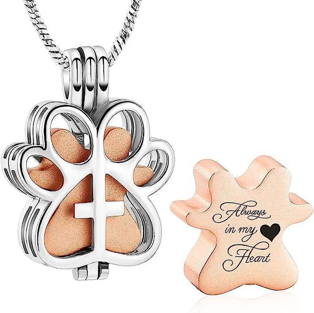 Pet Cremation Jewelry Pet Paw Urn Necklace for Ashes Always in My Heart ...