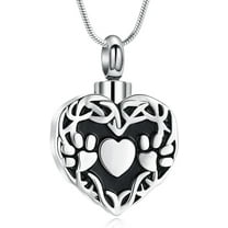 Pet Cremation Jewelry Urn Necklace for Ashes for Dog/Cat/Pets Paw Print Locket Memorial Pendant Keepsake Jewelry for Women Men